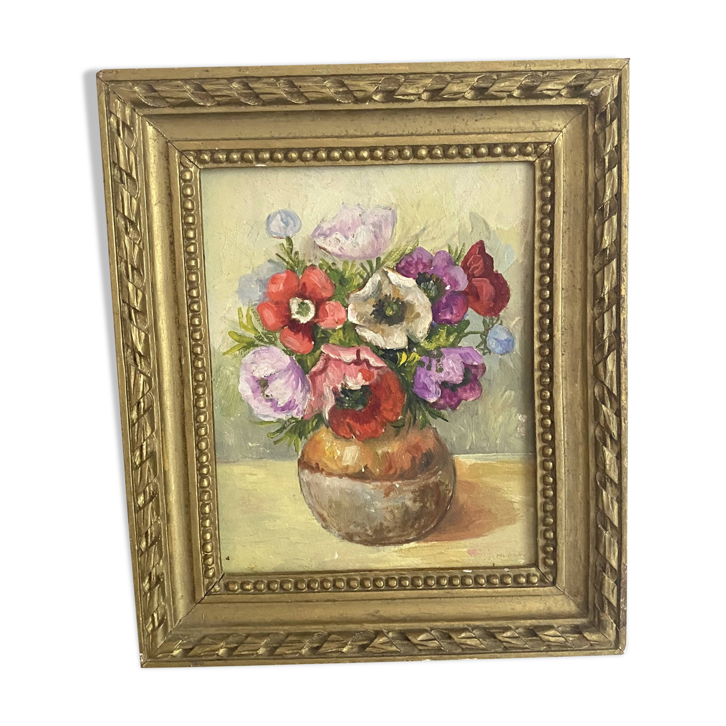 Framed flower painting of anemones