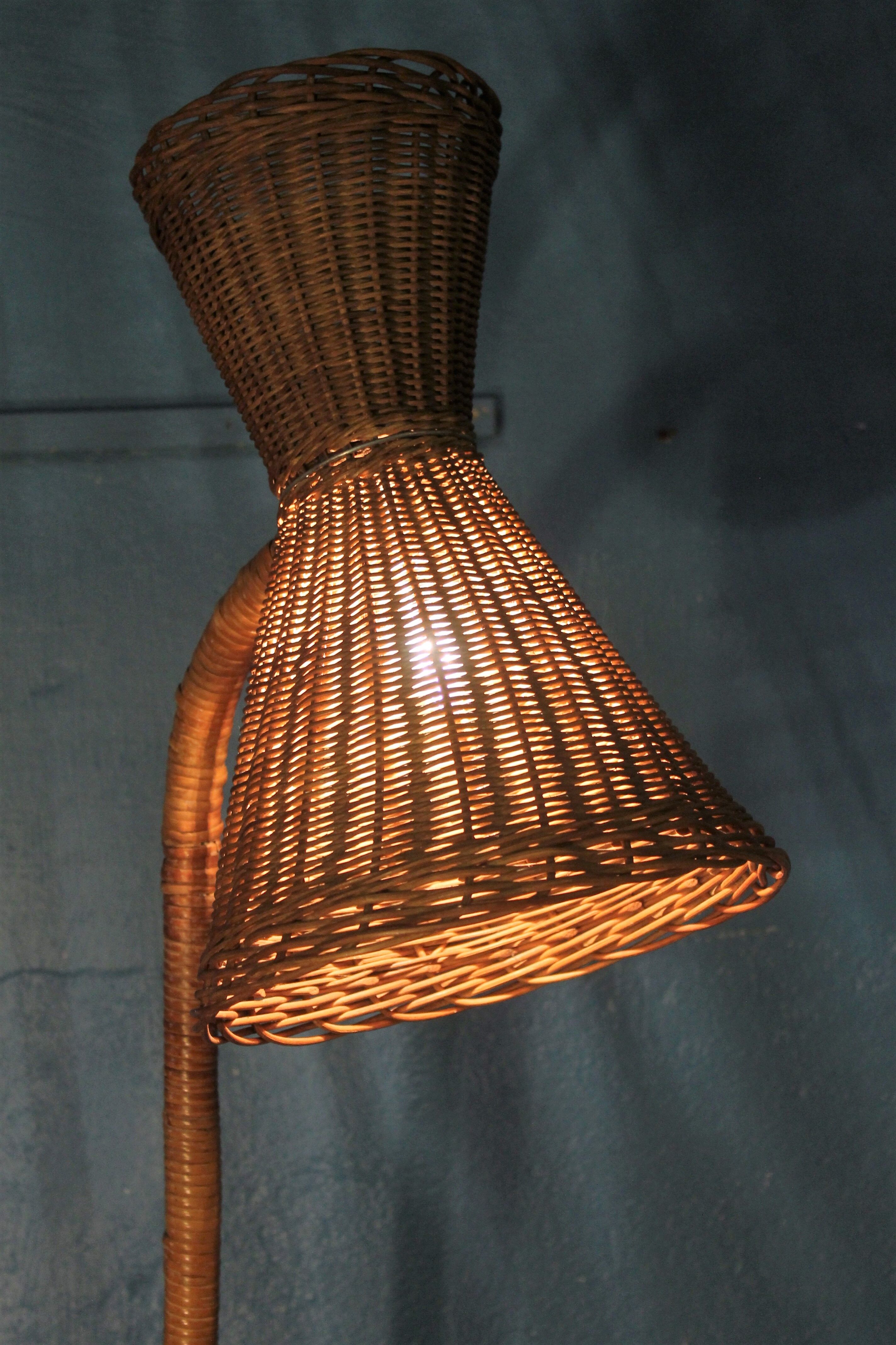 Rattan floor lamp 1950