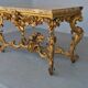 Console rocaille bois doré marbre romain XVIIème