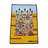 Kilim rug "Kolonia" by Piotr Grabowski for Cepelia handmade Poland 70s, 70x105