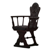 Fauteuil scandinave en chêne massif avec coussin, art populaire, début du XIXe siècle