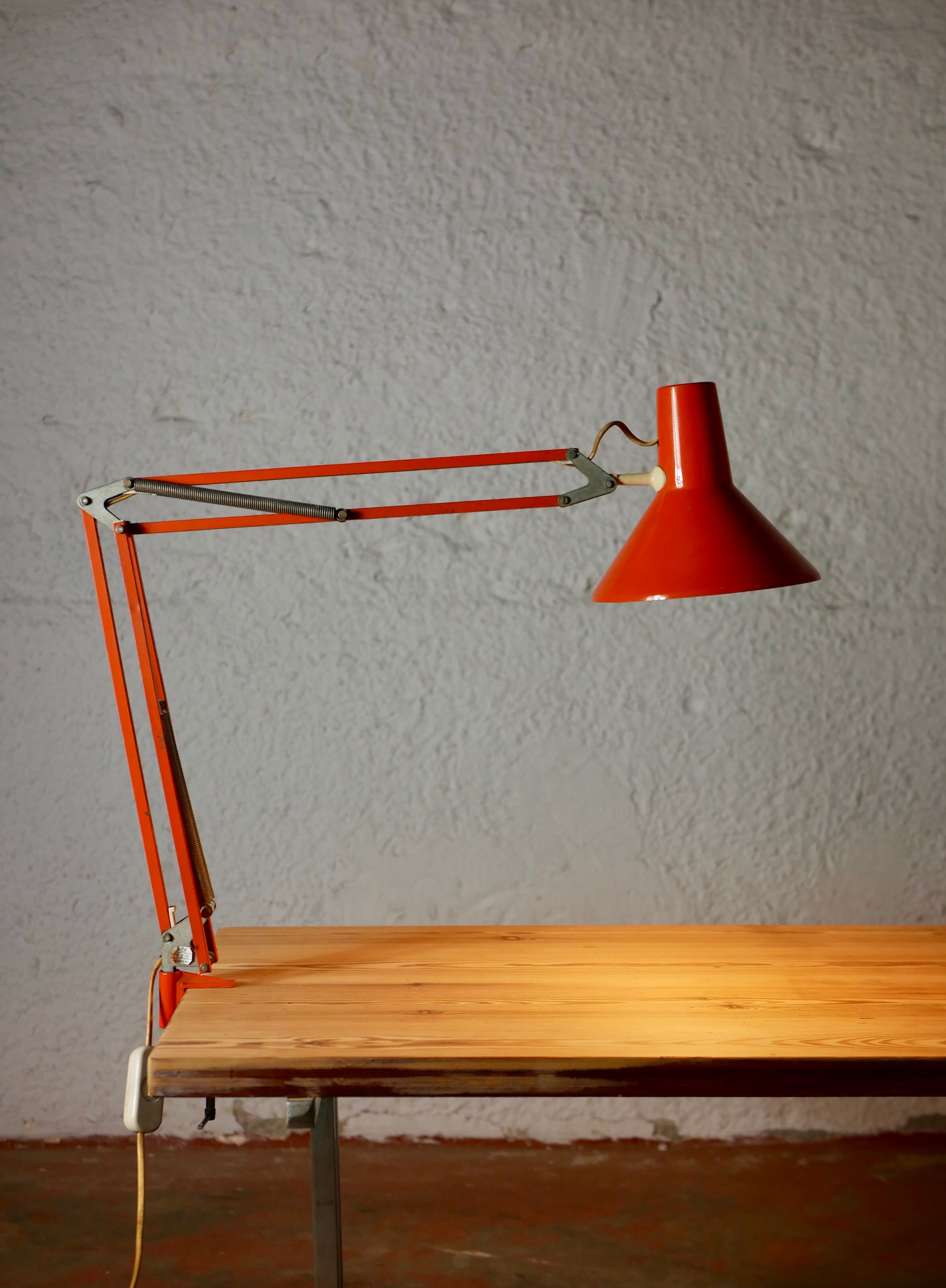 Danish orange desk lamp