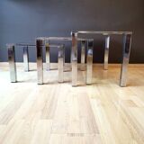 3 Chrome Coffee Tables Design 70s' Italy