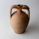 Vintage terracotta amphora vase from the 1930s, handcrafted Italian jug with two handles, fine linear decoration, rustic decoration, gift idea.