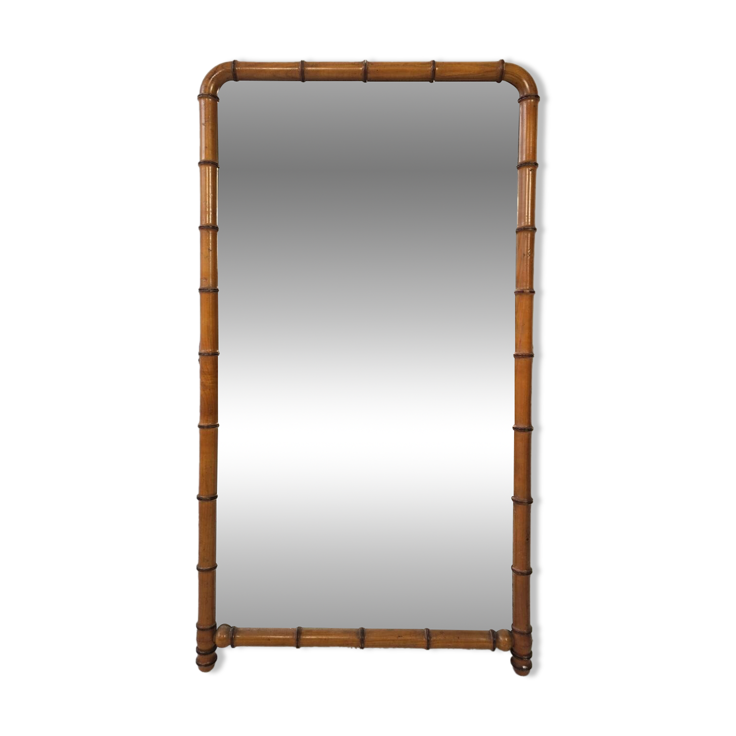 Grand miroir ancien biseauté à décor de bambou – fin XIXᵉ