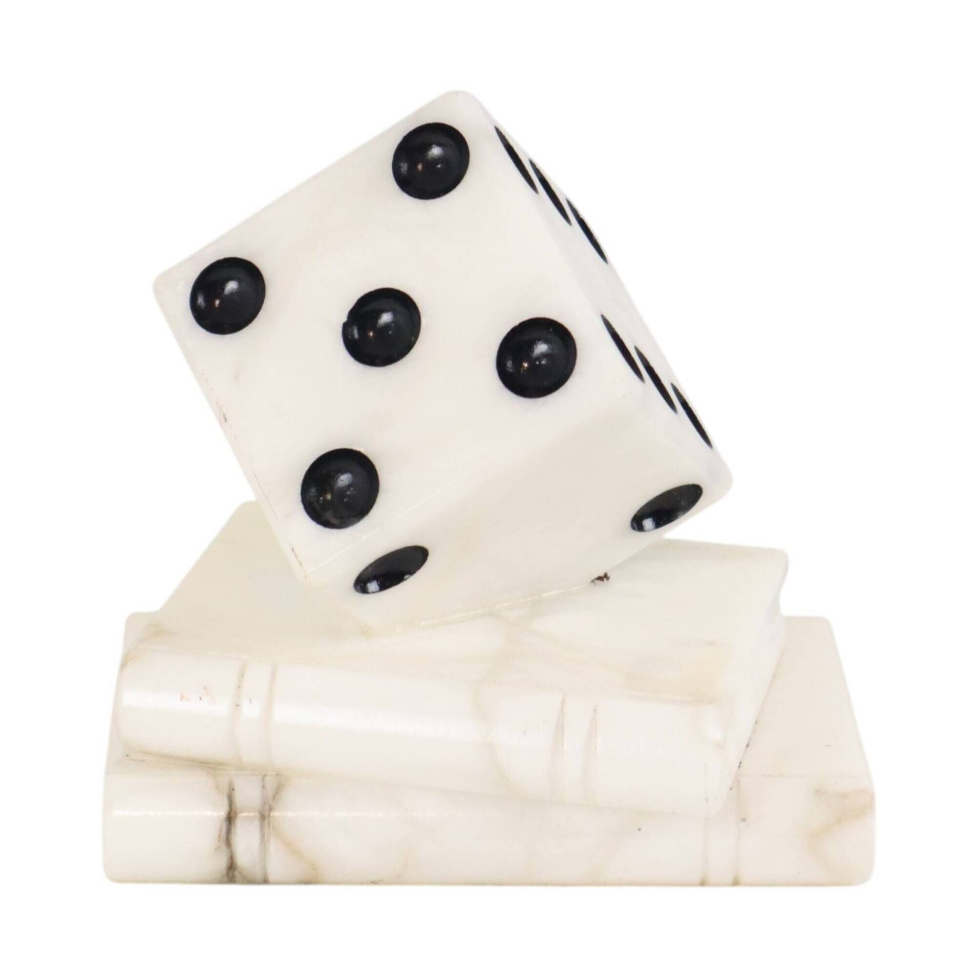 Vintage Alabaster Dice Paperweight Figurine 15cm