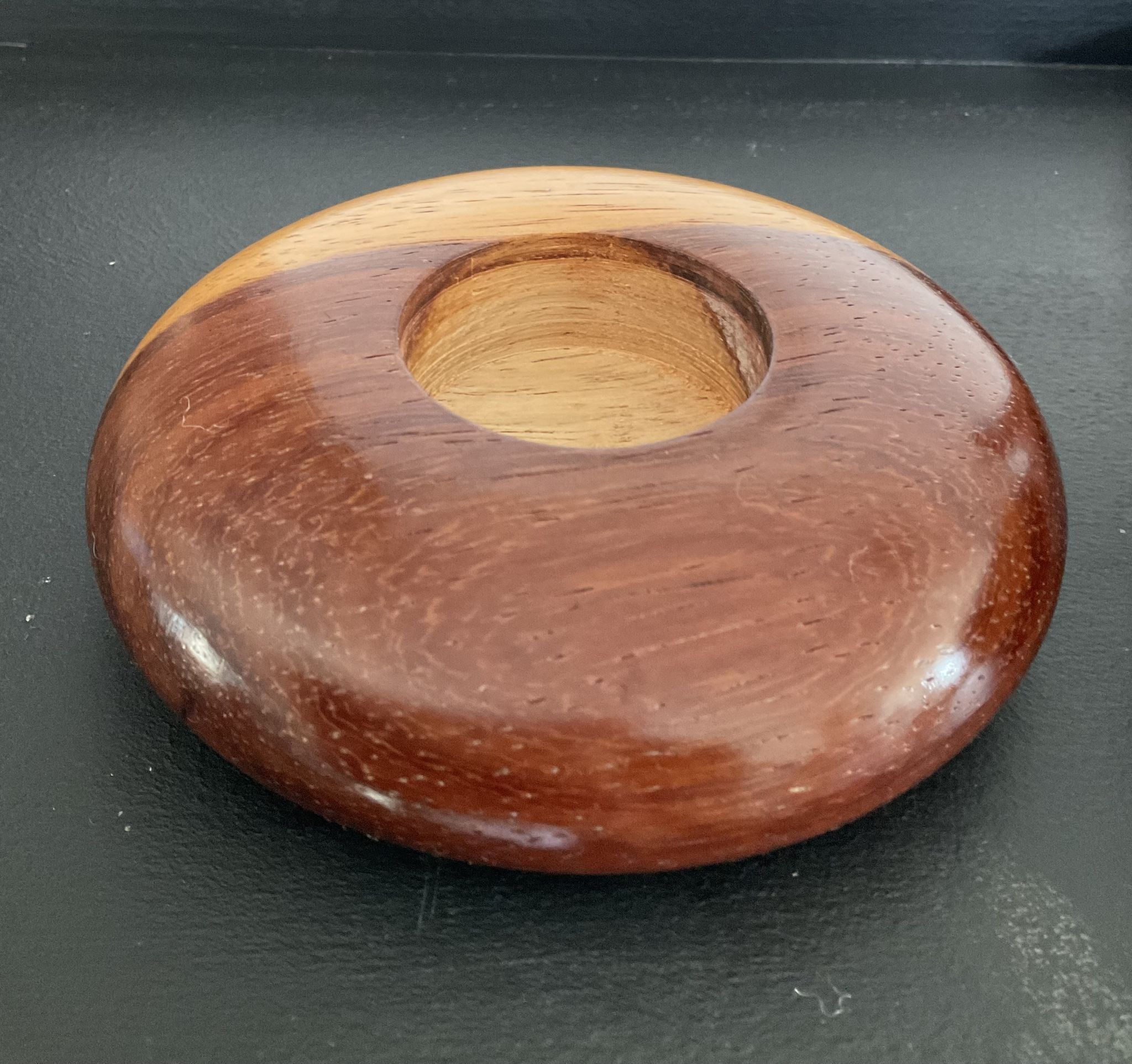 Series of 4 vintage wooden candle holders