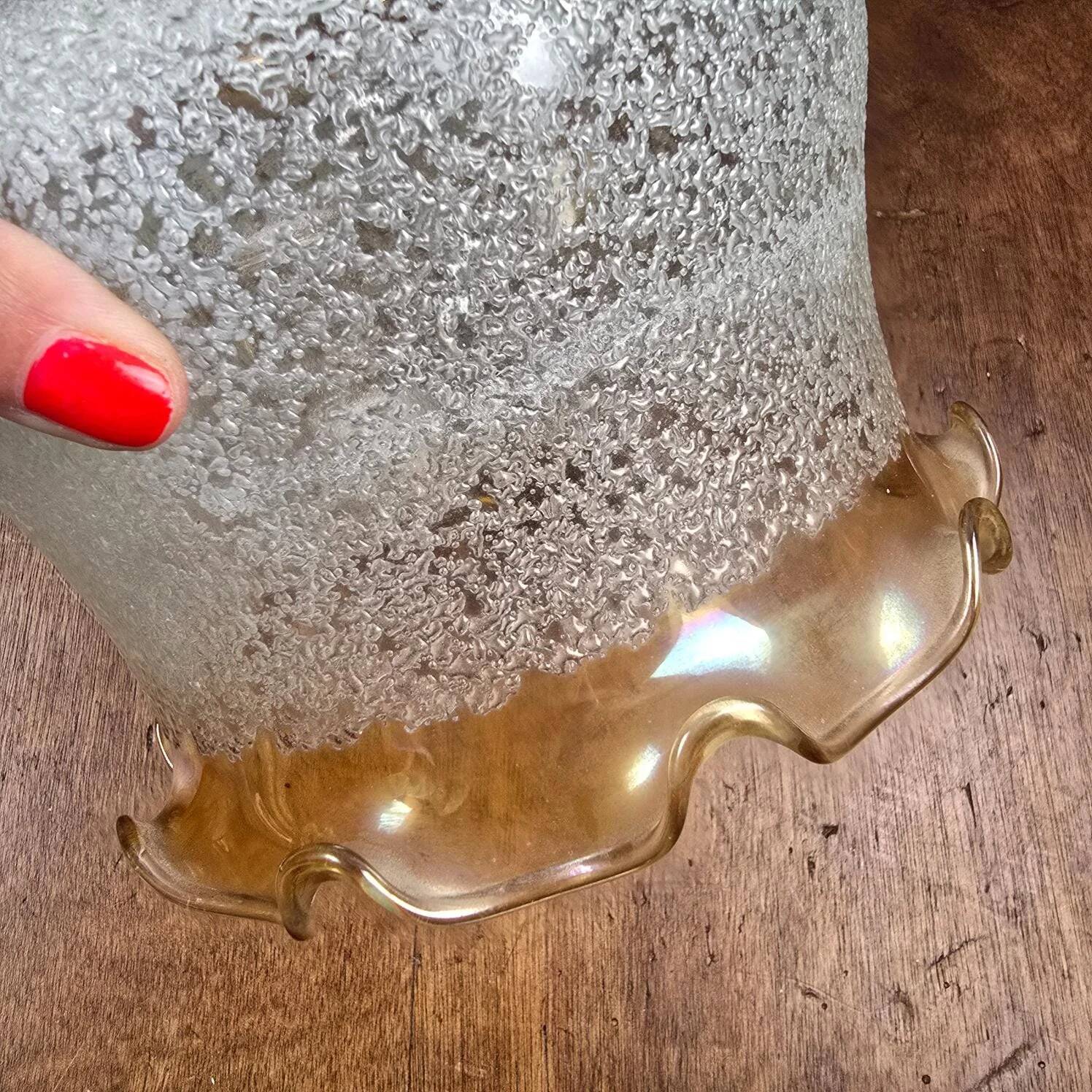 Vintage globe lampshade frosted amber scalloped retro