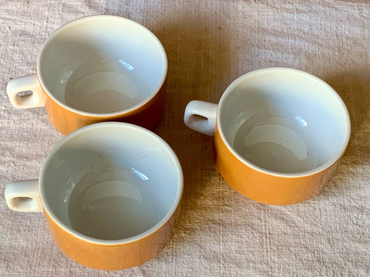 3 large vintage Sarreguemines chocolate cups