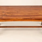 Dining table and 4 solid sheesham wood chairs in Arts & Crafts style.