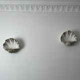 Duo of Art Deco plaster shell sconces
