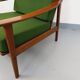 Paire de fauteuils scandinaves vintage en teck et tissu vert des années 60