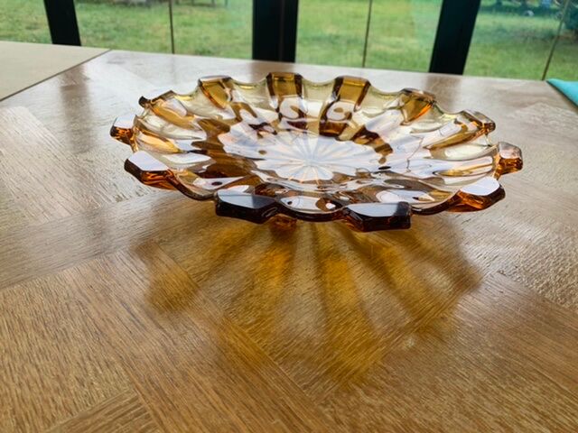 Orange yellow glass fruit cup