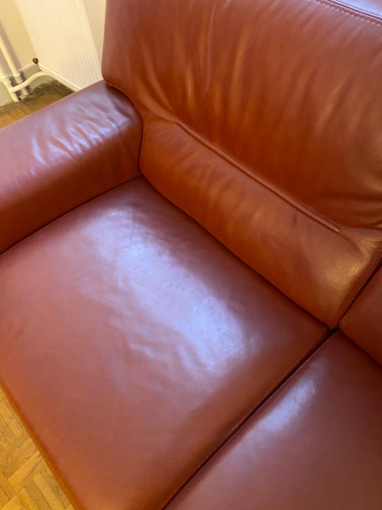Full-flower 3-seater leather sofa