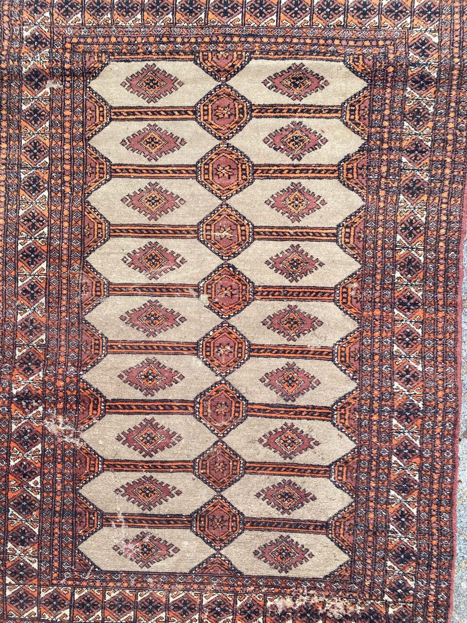 Vintage carpet pakistan drawings bokhara handmade 124x186 cm