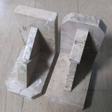 Art Deco marble bookends in café au lait from the 1930s