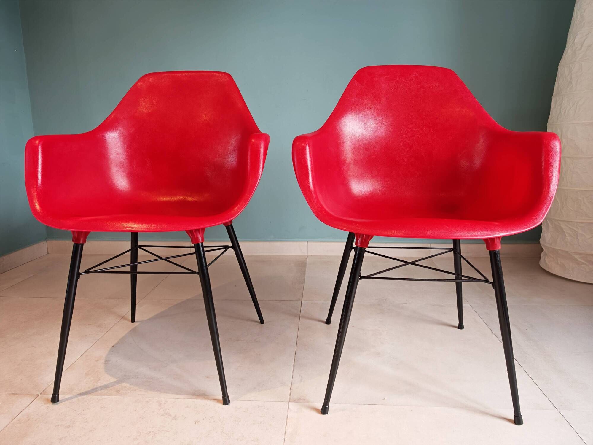 Pair of Vintage Space Age Red Armchairs 1970