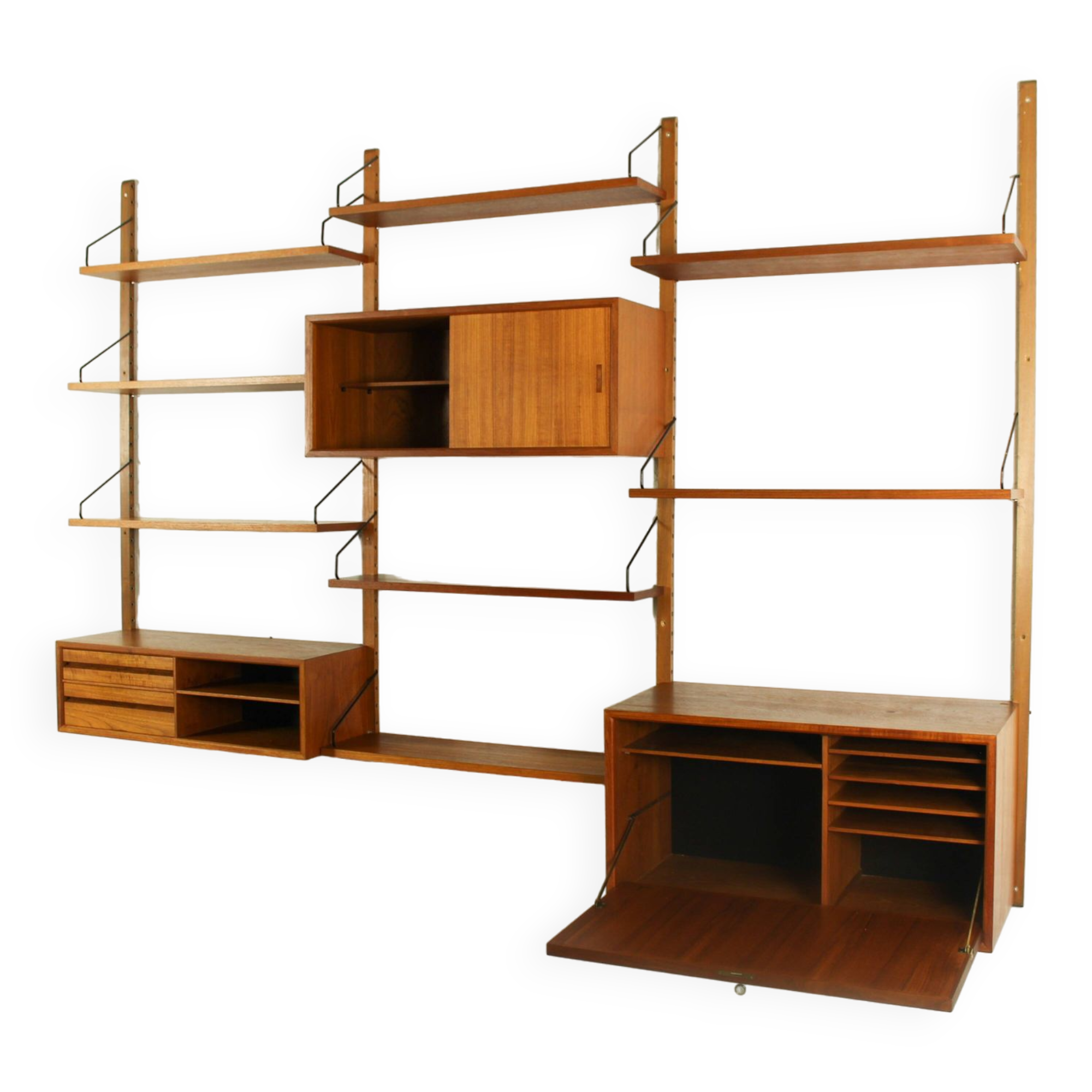 Danish Modular Teak Wall Unit by Poul Cadovius, 1960s
