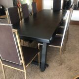 Set of 8 brass and alcantara chairs Romeo Rega 1970