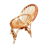 Fauteuil coquille enfant en rotin vintage