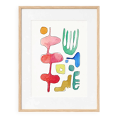 Original abstract painting – coloured organic shapes – 24 x 34 cm