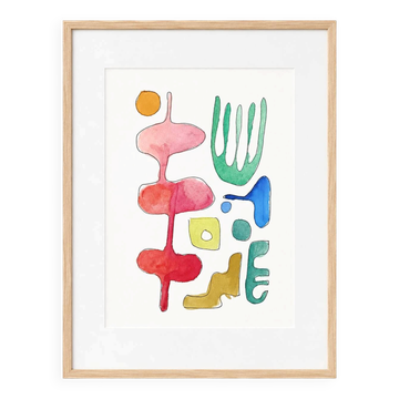 Original abstract painting – coloured organic shapes – 24 x 34 cm