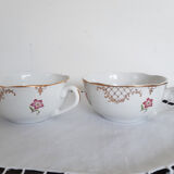 Set of 2 Sarreguemines porcelain tea cups