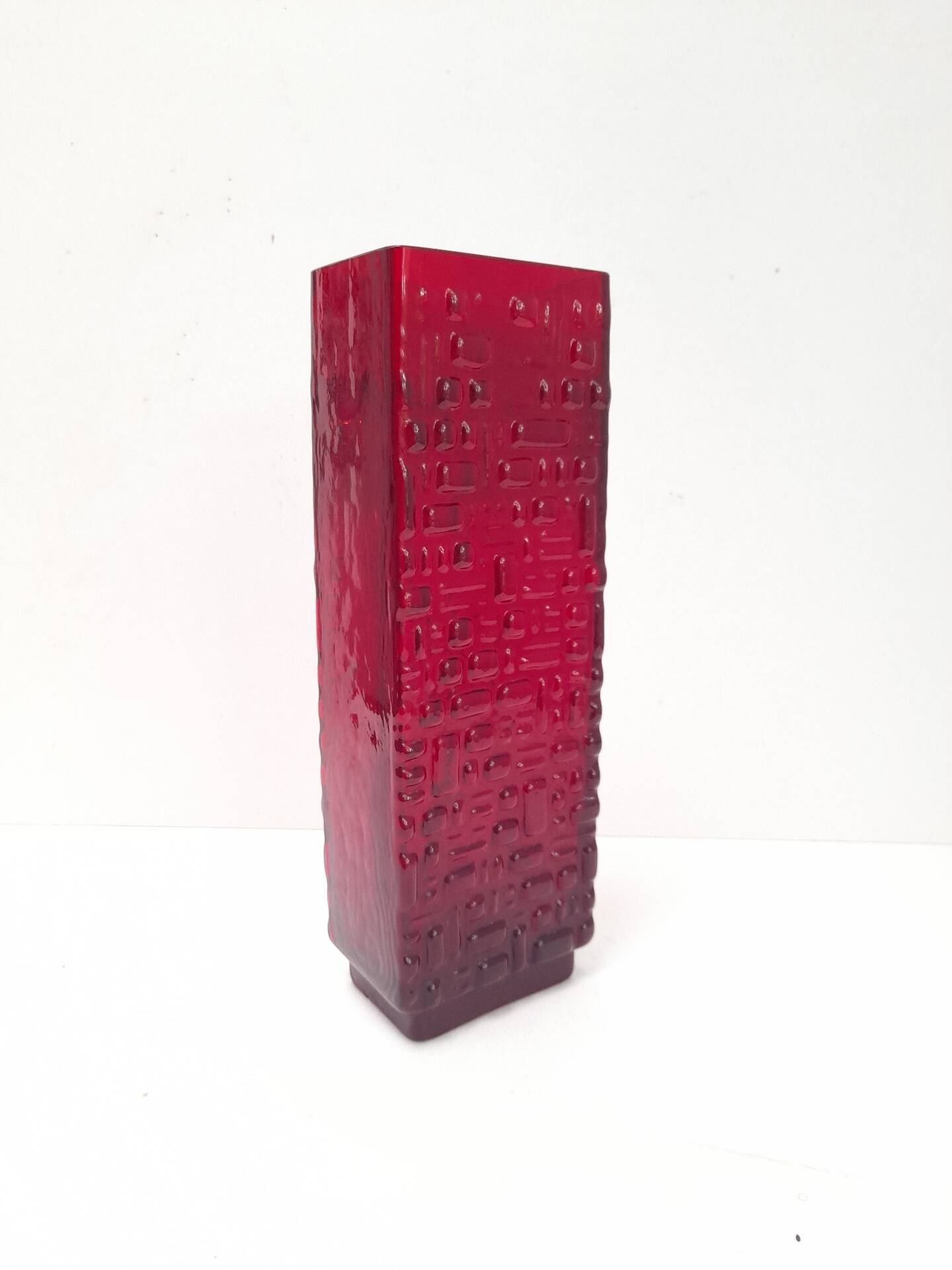 Brutalist glass vase by Emil Funcke for Gral Glass