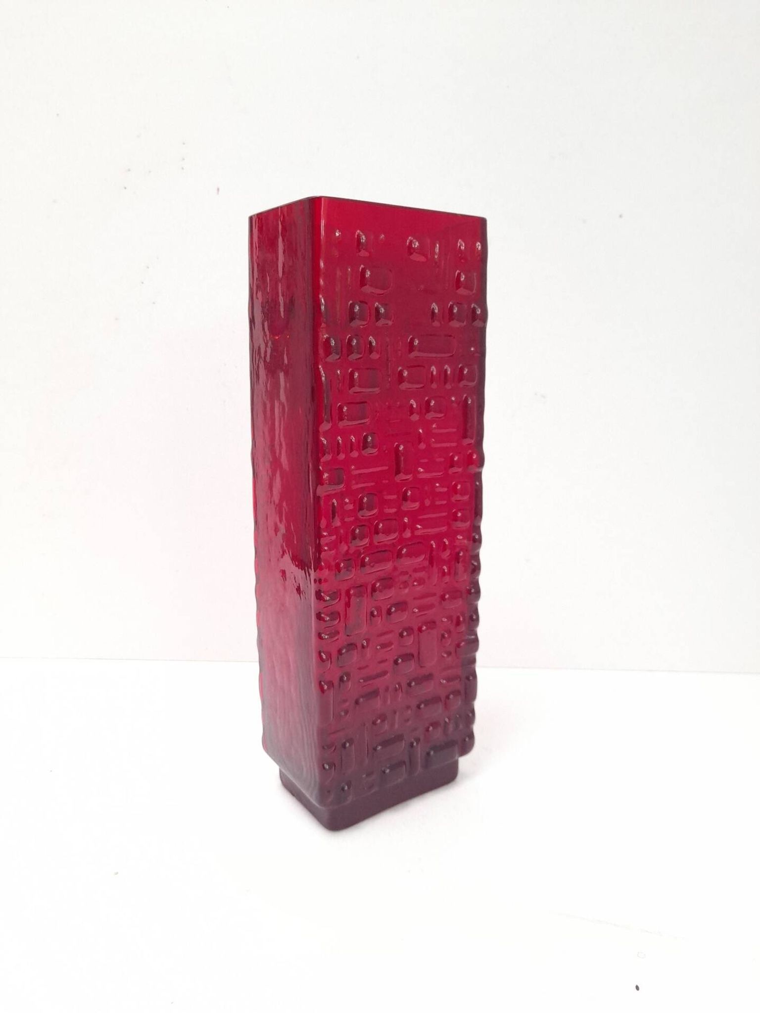 Brutalist glass vase by Emil Funcke for Gral Glass