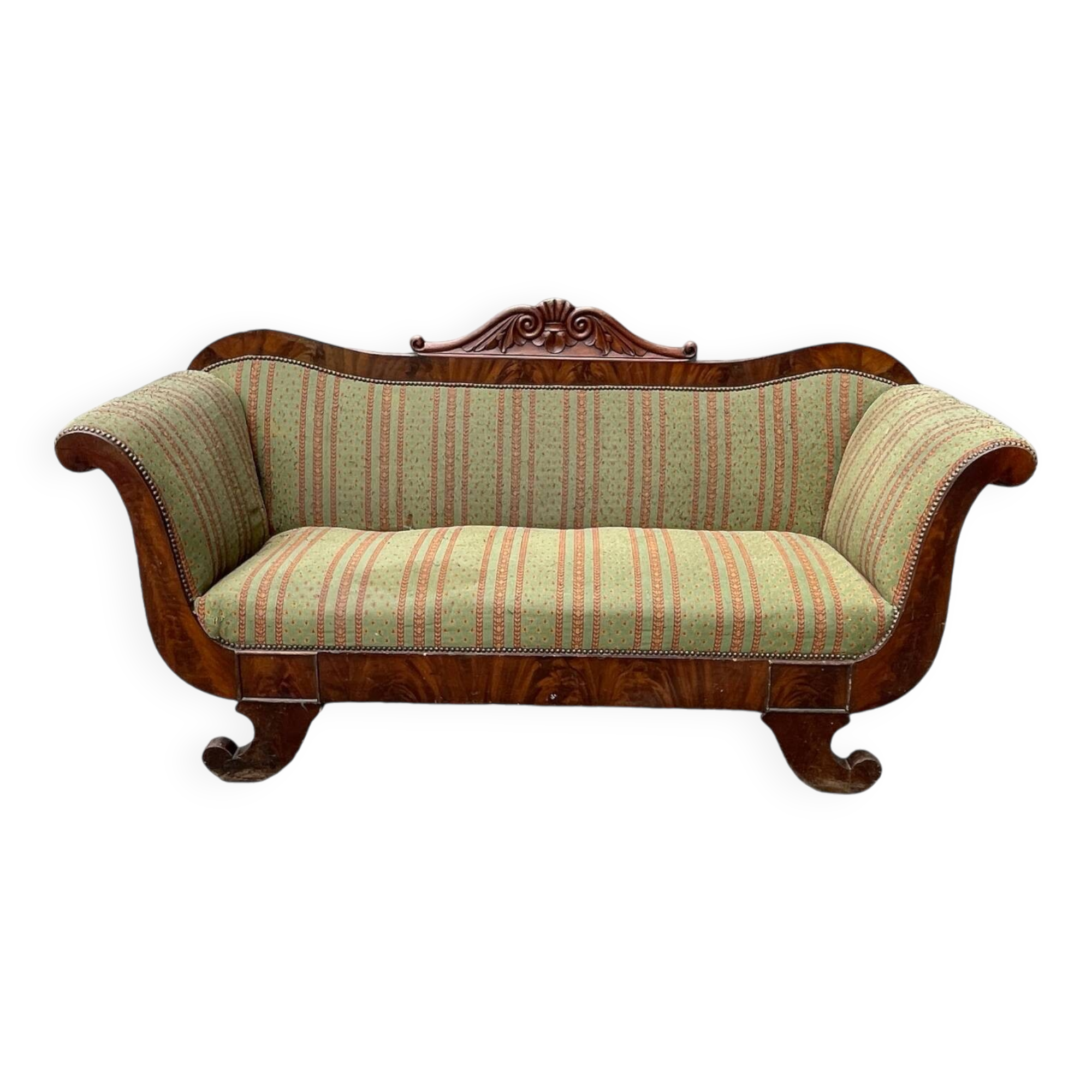 Antique Charles X style 'Gondola' type sofa to be restored, 19th century
