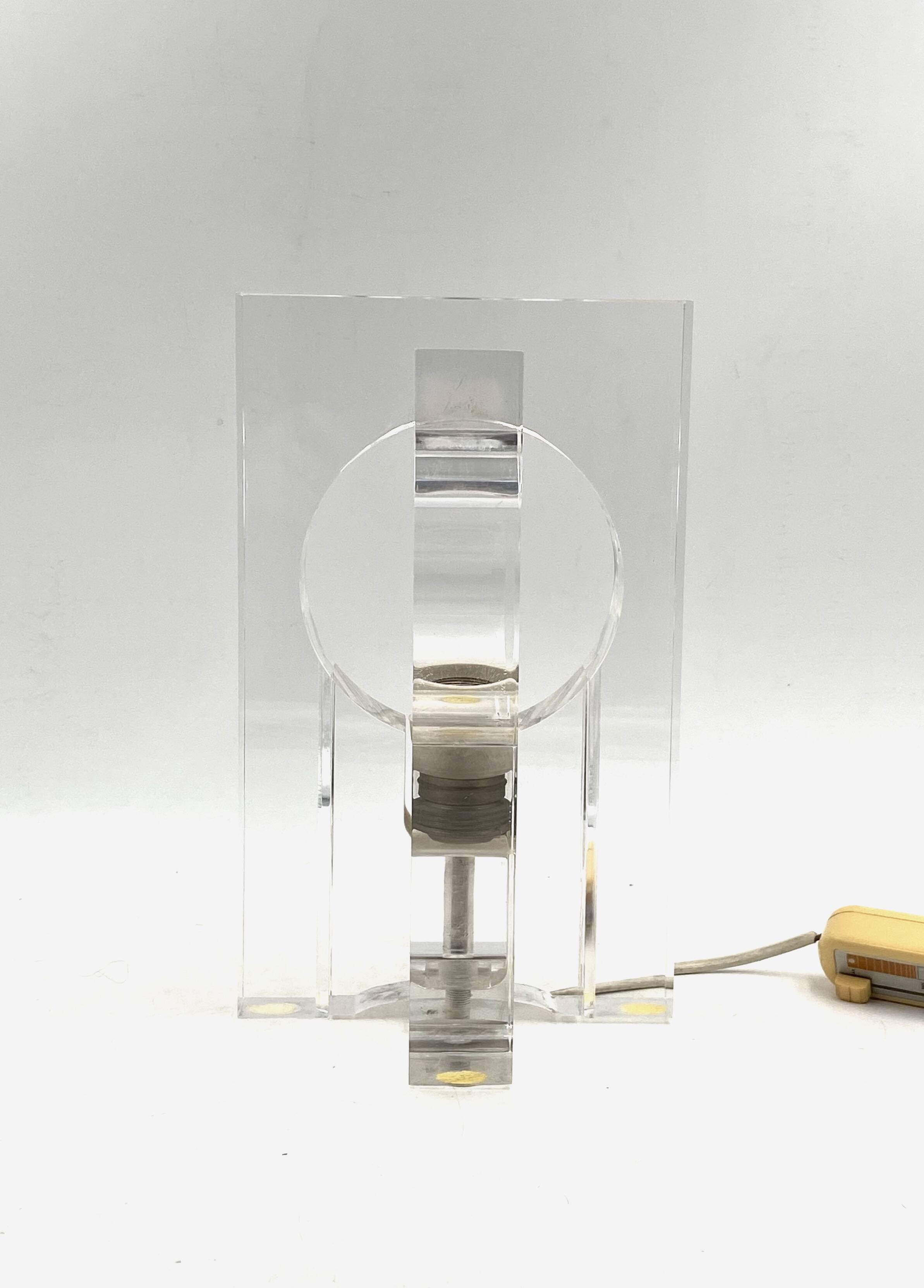 Sandro Petti, sculptural lucite table lamp, Maison Jansen France 1970s