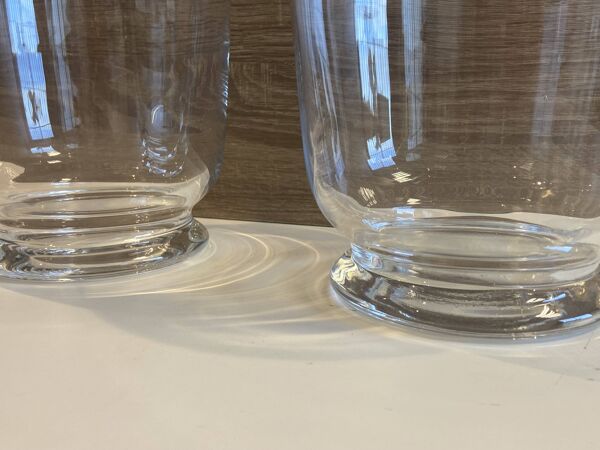 Duo de Vases Neufs Photophores en Verre Cristal Art Décoratif Design