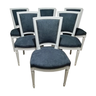 Fully restored grey Louis XVI style chairs