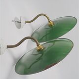 Duo of enamelled sheet metal wall lamps