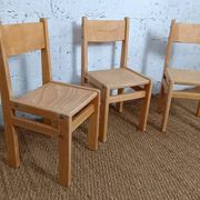 3 brutalist children's chairs from the 1980s in ash.