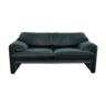 Maralunga 2seater sofa in dark grey striped fabrics by Vico Magistretti for Cassina