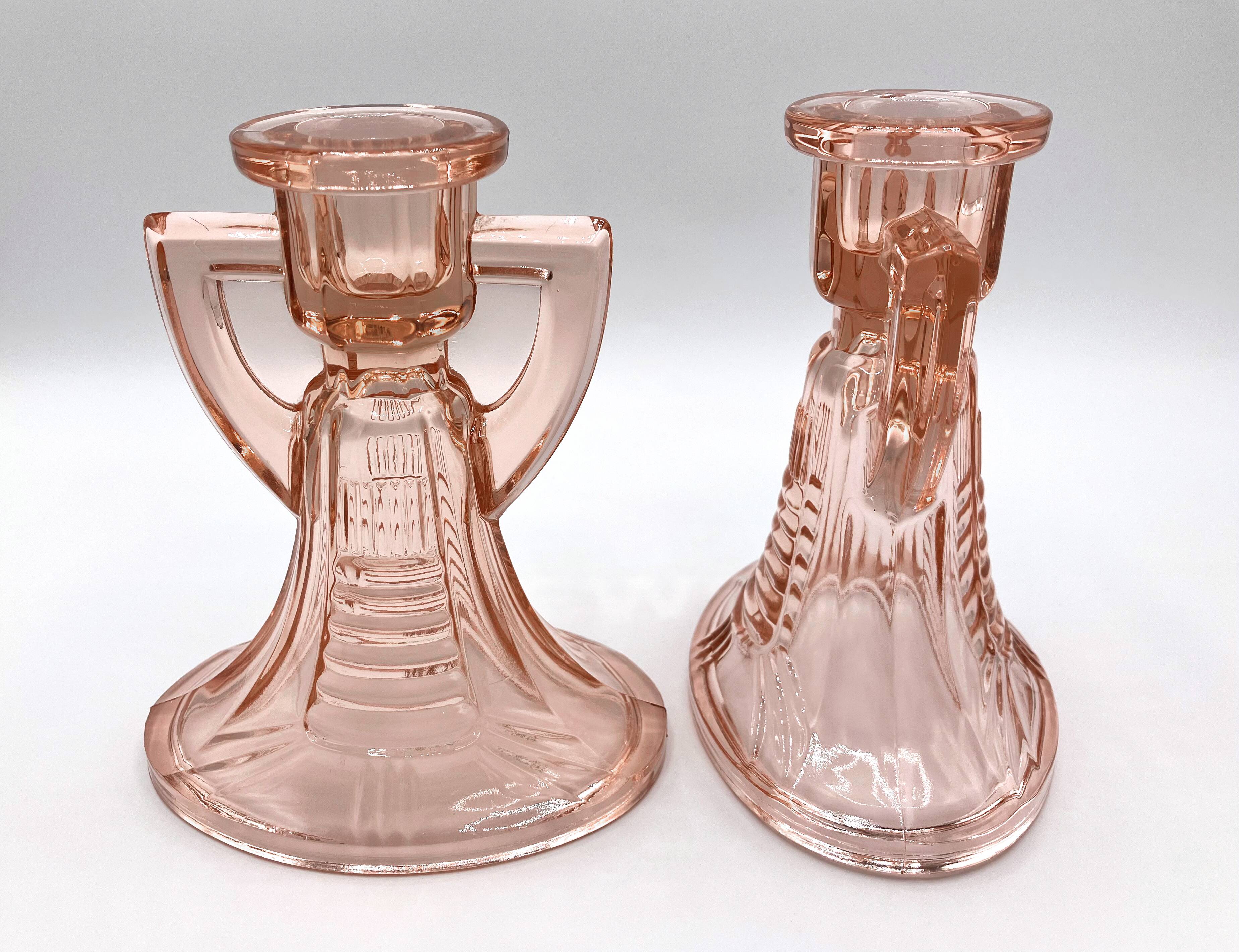 2 Luxval candlesticks • Victoria model • Val Saint Lambert • 1935