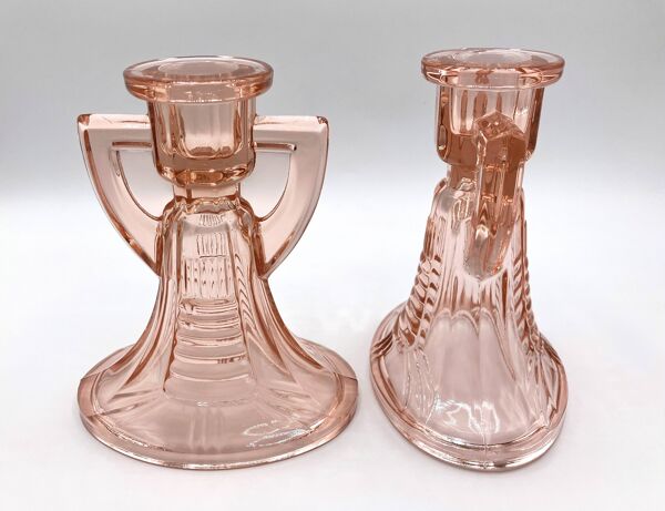 2 bougeoirs/chandeliers Luxval • modèle Victoria • Val Saint Lambert • 1935