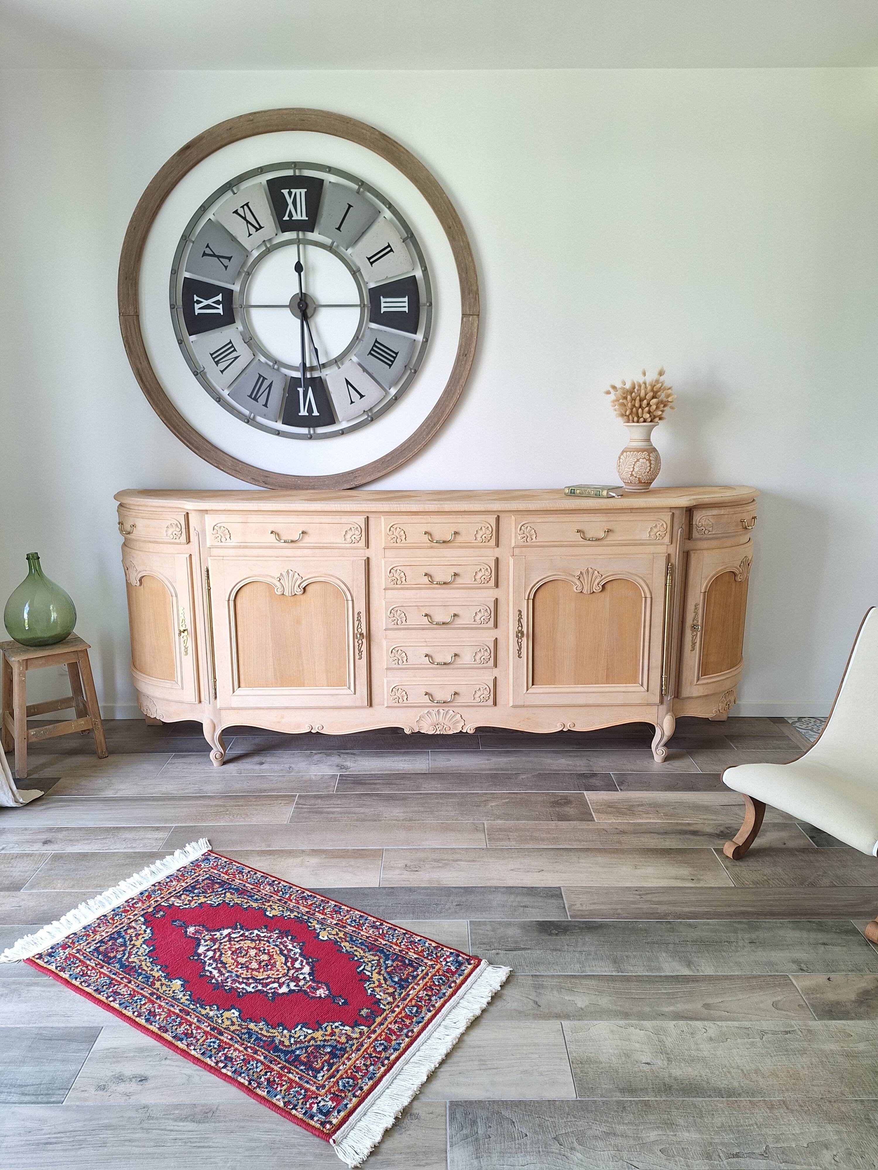 Low buffet in renovated solid cherry wood – Revisited Louis XV style – 250 cm