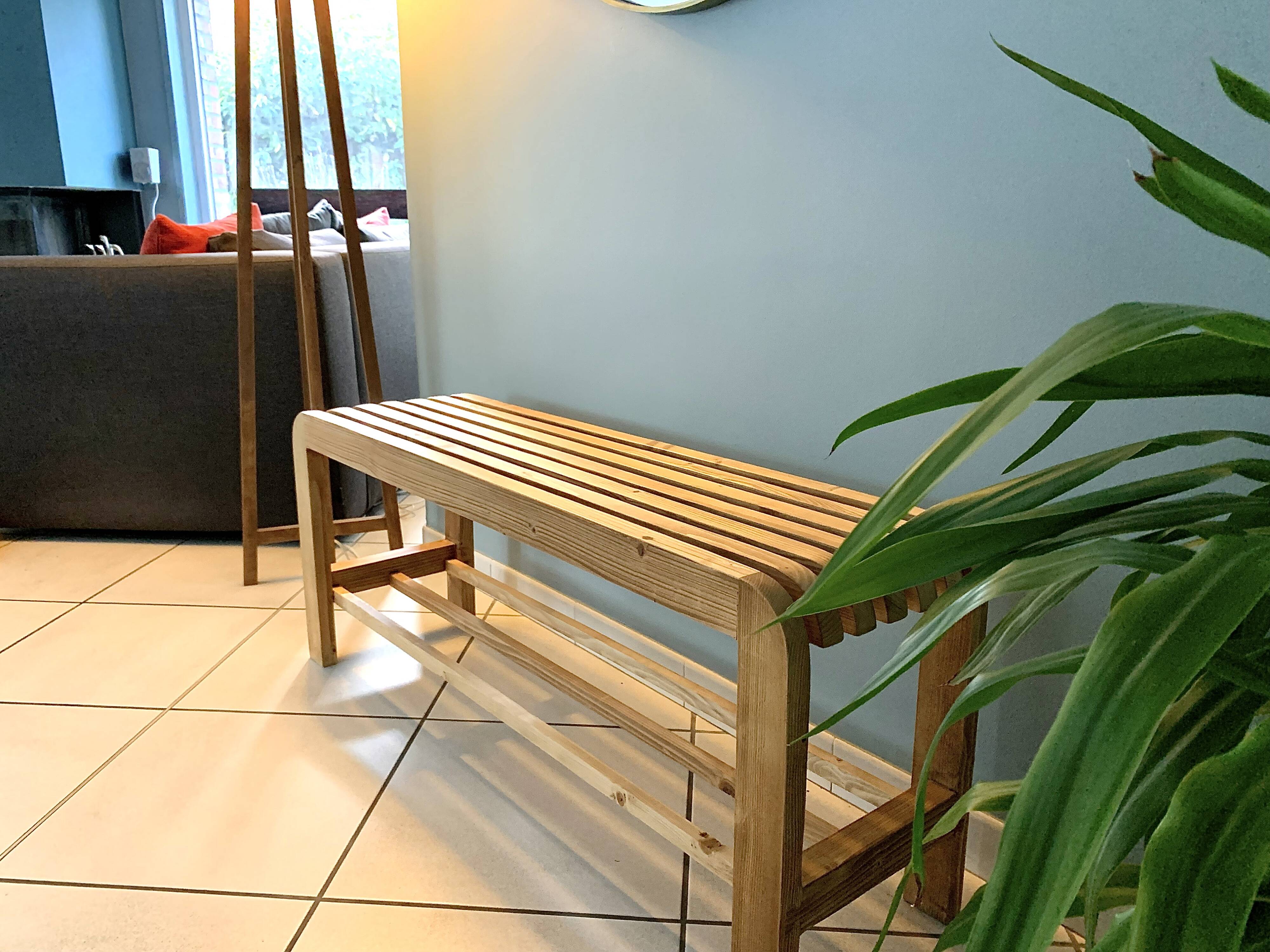 Recycled Solid Wood Shoe Bench with Storage – Ideal for Entryway or Hallway