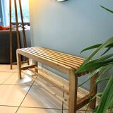 Banc à chaussures en bois massif recyclé avec rangement – Idéal pour entrée ou vestibule