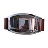 Art deco dish in stainless steel and teak
