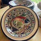 Set of 6 ethnic fish-patterned soup plates