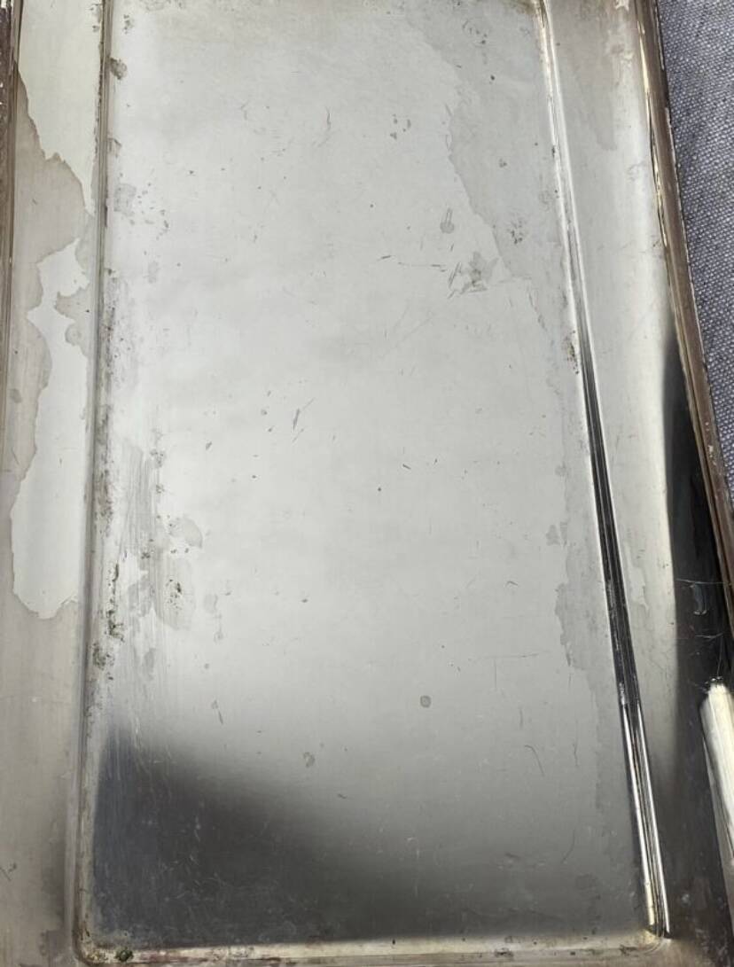 Silver-plated metal and glass hors d'oeuvre tray