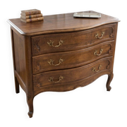 Commode galbée style Louis XV en bois massif – 3 tiroirs