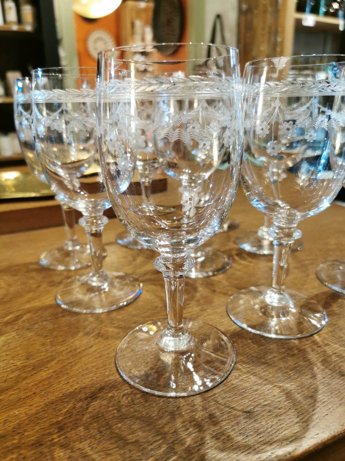 Set of 9 crystal glasses from the Napoleon III period