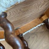 Tabouret de ferme danois moderne brutaliste des années 30 en chêne et laine