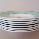 8 soup plates Fenal Badonviller "Birds" vintage 1950s