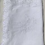 Pillowcase AB scalloped edge English embroidery tulips