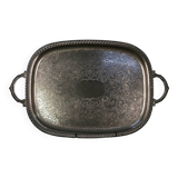 Large silver metal tray